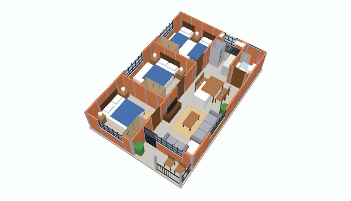Casa 54 por dentro, distribución amoblada