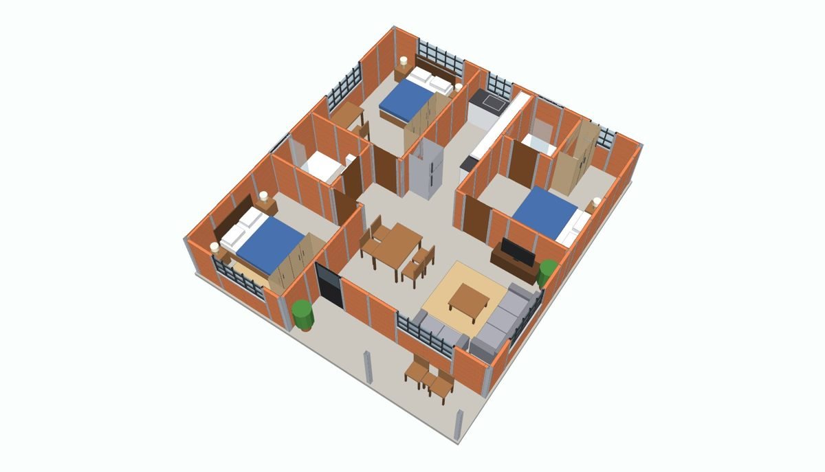 Casa 72 por dentro, distribución amoblada