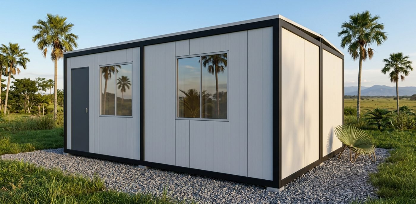 Casa de 2 contenedores 6,00 × 4,80 m · 28,8 m²