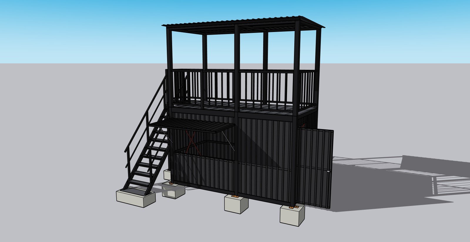 Contenedor CF4-2P de 4 m, dos pisos con terraza