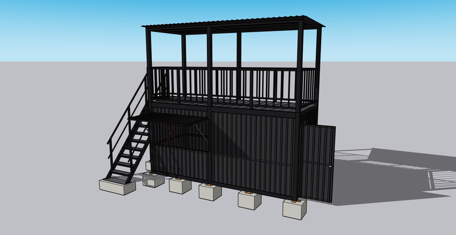 Contenedor CF4-2P de 5 m, dos pisos con terraza